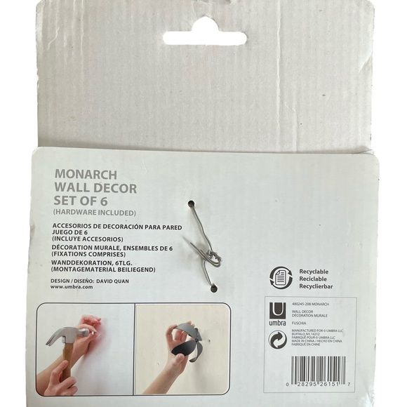 NIP Umbra Pink Butterflies Wall Decor Set of Six - Picture 4 of 8